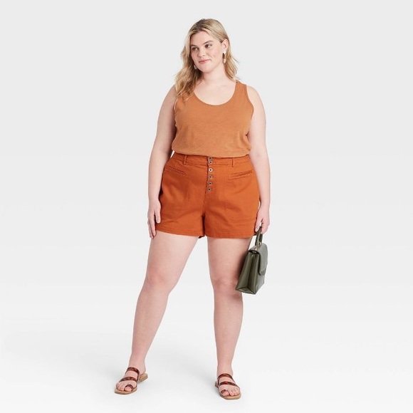 Ava & Viv Womens Shorts Stretch Jean Denim Rust Deep Orange Sz 20W NWOT - Picture 4 of 10